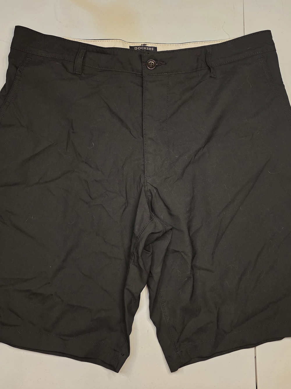 Dockers Men's Flat Front Shorts - Classic Black Casual Chino Size 36